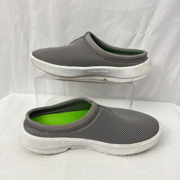 Oofos Shoes Men's Size 8 Oocoozie Sport Mule Slip On Gray White Recovery - Picture 7 of 8